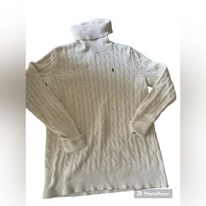 Woman’s vibrate Ralph Lauren sport cream turtleneck sweater size large